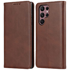 Funda de Cuero Cartera con Soporte Carcasa D03T para Samsung Galaxy S23 Ultra 5G Marron