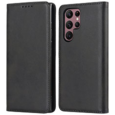 Funda de Cuero Cartera con Soporte Carcasa D03T para Samsung Galaxy S23 Ultra 5G Negro