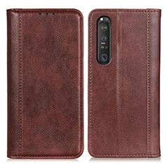 Funda de Cuero Cartera con Soporte Carcasa D03Y para Sony Xperia 1 III Marron