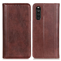 Funda de Cuero Cartera con Soporte Carcasa D03Y para Sony Xperia 10 III Lite Marron