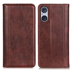 Funda de Cuero Cartera con Soporte Carcasa D03Y para Sony Xperia 5 V Marron