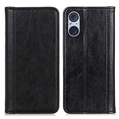 Funda de Cuero Cartera con Soporte Carcasa D03Y para Sony Xperia 5 V Negro