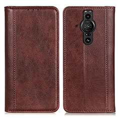 Funda de Cuero Cartera con Soporte Carcasa D03Y para Sony Xperia PRO-I Marron