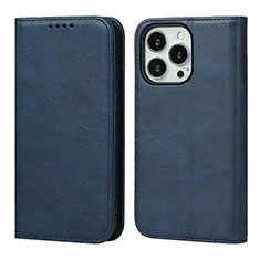 Funda de Cuero Cartera con Soporte Carcasa D04T para Apple iPhone 13 Pro Azul