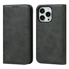 Funda de Cuero Cartera con Soporte Carcasa D04T para Apple iPhone 13 Pro Max Negro