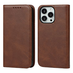 Funda de Cuero Cartera con Soporte Carcasa D04T para Apple iPhone 14 Pro Max Marron