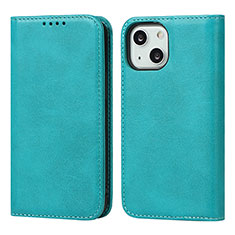 Funda de Cuero Cartera con Soporte Carcasa D04T para Apple iPhone 15 Cian