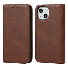 Funda de Cuero Cartera con Soporte Carcasa D04T para Apple iPhone 15 Marron