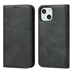 Funda de Cuero Cartera con Soporte Carcasa D04T para Apple iPhone 15 Negro