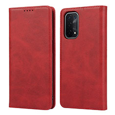 Funda de Cuero Cartera con Soporte Carcasa D04T para Oppo A54 5G Rojo