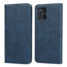 Funda de Cuero Cartera con Soporte Carcasa D04T para Oppo Find X3 5G Azul