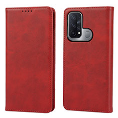 Funda de Cuero Cartera con Soporte Carcasa D04T para Oppo Reno5 A Rojo