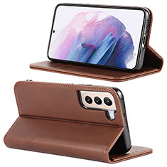 Funda de Cuero Cartera con Soporte Carcasa D04T para Samsung Galaxy S22 5G Marron