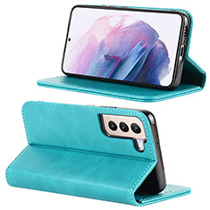 Funda de Cuero Cartera con Soporte Carcasa D04T para Samsung Galaxy S22 Plus 5G Azul Cielo