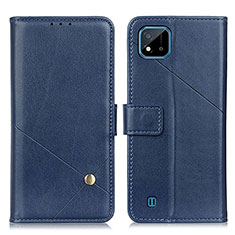 Funda de Cuero Cartera con Soporte Carcasa D04Y para Realme C20 Azul