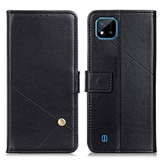 Funda de Cuero Cartera con Soporte Carcasa D04Y para Realme C20 Negro