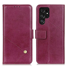 Funda de Cuero Cartera con Soporte Carcasa D04Y para Samsung Galaxy S21 Ultra 5G Morado