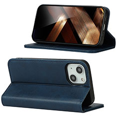 Funda de Cuero Cartera con Soporte Carcasa D05T para Apple iPhone 15 Plus Azul