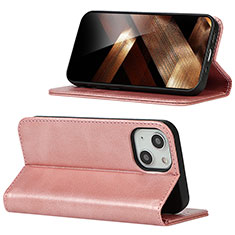 Funda de Cuero Cartera con Soporte Carcasa D05T para Apple iPhone 15 Plus Rosa