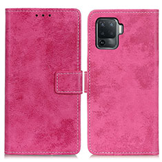 Funda de Cuero Cartera con Soporte Carcasa D05Y para Oppo A94 4G Rosa Roja