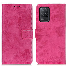 Funda de Cuero Cartera con Soporte Carcasa D05Y para Realme 8 5G Rosa Roja