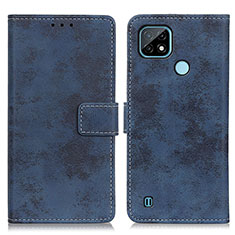 Funda de Cuero Cartera con Soporte Carcasa D05Y para Realme C21 Azul