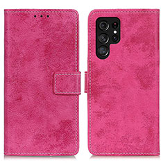 Funda de Cuero Cartera con Soporte Carcasa D05Y para Samsung Galaxy S23 Ultra 5G Rosa Roja