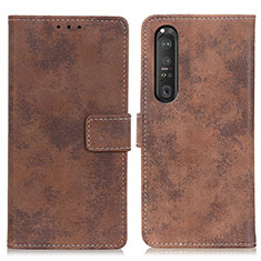 Funda de Cuero Cartera con Soporte Carcasa D05Y para Sony Xperia 1 III Marron