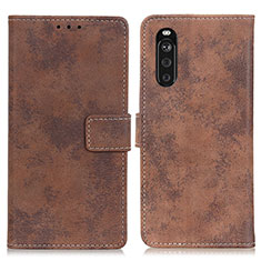 Funda de Cuero Cartera con Soporte Carcasa D05Y para Sony Xperia 10 III Lite Marron