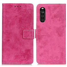 Funda de Cuero Cartera con Soporte Carcasa D05Y para Sony Xperia 10 III Lite Rosa Roja