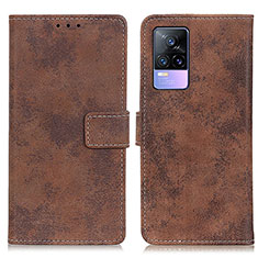 Funda de Cuero Cartera con Soporte Carcasa D05Y para Vivo V21e 5G Marron