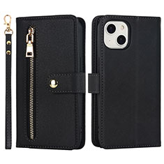 Funda de Cuero Cartera con Soporte Carcasa D06T para Apple iPhone 13 Negro