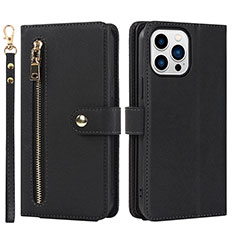 Funda de Cuero Cartera con Soporte Carcasa D06T para Apple iPhone 13 Pro Negro