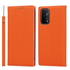 Funda de Cuero Cartera con Soporte Carcasa D06T para Oppo A54 5G Naranja