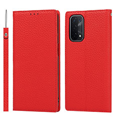 Funda de Cuero Cartera con Soporte Carcasa D06T para Oppo A54 5G Rojo