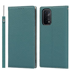 Funda de Cuero Cartera con Soporte Carcasa D06T para Oppo A74 5G Cian