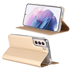 Funda de Cuero Cartera con Soporte Carcasa D06T para Samsung Galaxy S21 Plus 5G Oro