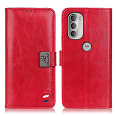 Funda de Cuero Cartera con Soporte Carcasa D06Y para Motorola Moto G51 5G Rojo