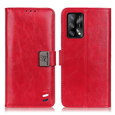 Funda de Cuero Cartera con Soporte Carcasa D06Y para Oppo A74 4G Rojo