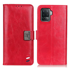 Funda de Cuero Cartera con Soporte Carcasa D06Y para Oppo Reno5 Lite Rojo