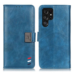 Funda de Cuero Cartera con Soporte Carcasa D06Y para Samsung Galaxy S21 Ultra 5G Azul