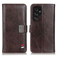 Funda de Cuero Cartera con Soporte Carcasa D06Y para Samsung Galaxy S21 Ultra 5G Marron