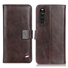 Funda de Cuero Cartera con Soporte Carcasa D06Y para Sony Xperia 10 III Lite Marron