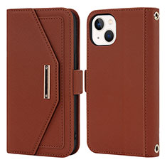 Funda de Cuero Cartera con Soporte Carcasa D07T para Apple iPhone 13 Marron