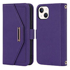 Funda de Cuero Cartera con Soporte Carcasa D07T para Apple iPhone 13 Morado