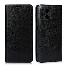 Funda de Cuero Cartera con Soporte Carcasa D07T para Oppo Find X3 5G Negro