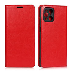 Funda de Cuero Cartera con Soporte Carcasa D07T para Oppo Find X3 Pro 5G Rojo