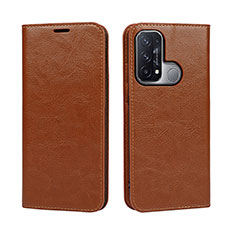 Funda de Cuero Cartera con Soporte Carcasa D07T para Oppo Reno5 A Marron Claro