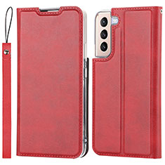 Funda de Cuero Cartera con Soporte Carcasa D07T para Samsung Galaxy S21 5G Rojo