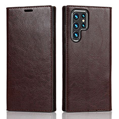 Funda de Cuero Cartera con Soporte Carcasa D07T para Samsung Galaxy S21 Ultra 5G Marron